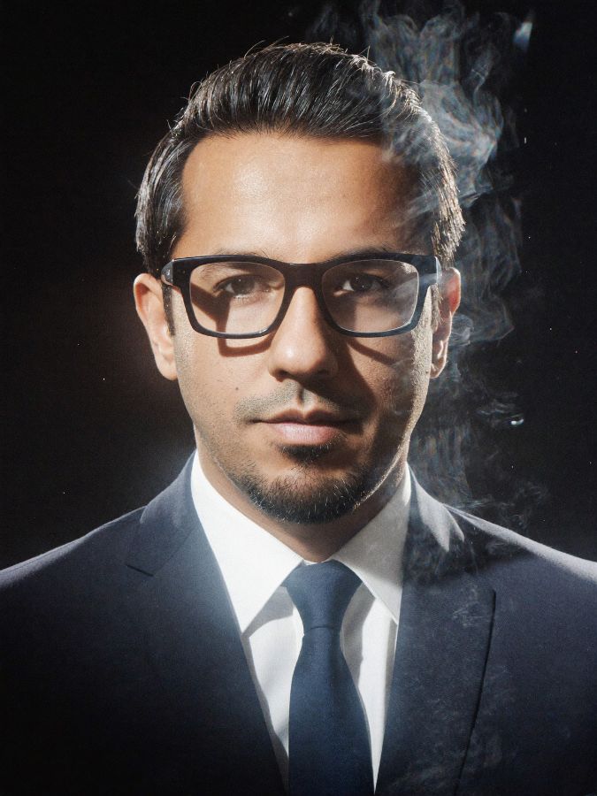 AI video still of a presenter generated with MyAvatar